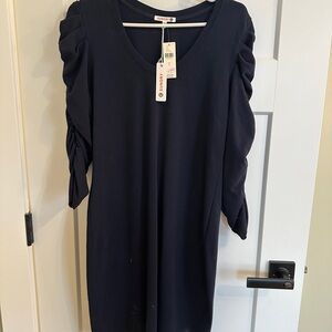 Navy Blue Sundry Ruched Sleeve Dress